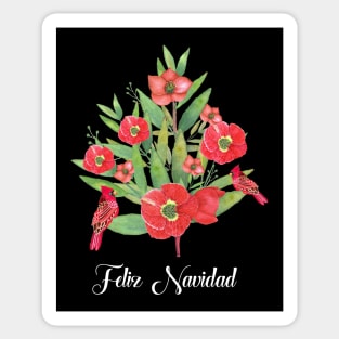 Feliz navidad red christmas birds in watercolor Sticker